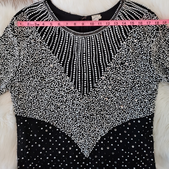 Vintage 1980s Silk Beaded Shift Dress - Picture 12 of 15